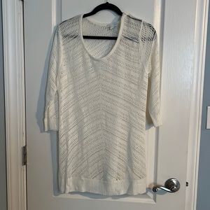 Cable Knit White Sweater